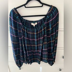 Blue Plaid Peplum Blouse